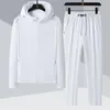 Survêtements pour hommes 2023 2 pièces Survêtement Set Plus Taille 8XL 7XL Sportswear Ice Soie Veste à capuche Pantalon Costume extérieur Vêtements à séchage rapide