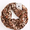 Fashion Portable Women Convertible Infinity Scarf With Zipper Pocket All Match Leopard print Travel Journey Scaves215z