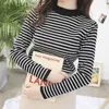 Chandails pour femmes Heliar Femmes Rayé Col Mock Slim Élastique À Manches Longues Casual Pulls Tricotés Chaud Tops Pour 2023 Automne Hiver