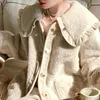 Women's Jackets Fashion Loose Knit Cardigan Coat Women Sweater Jacket 2023 Autumn Winter Ruffles Long Sleeve Single-breasted Knitwear