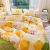 Ensembles de literie quatre pièces coton animal mignon imprimé sergé housse de couette printemps et été cadeau drap de lit ajusté simple dortoir ménage