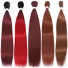 Mänskliga hårbulkar raka hårförlängningar värmebeständiga syntetiska hårbuntar färgglada hög temperatur cosplay brunt blont hår 230925