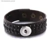 Charme Pulseiras Novo 18mm Botão Snap Jóias Couro Marrom Preto Snap Pulseira Moda Handmade Trançado Corda Cadeia Pulseira Fit Homens e Mulheres Q230925