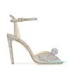 Elegante Bruids Dames Hoge Hakken Sacora Jurk Sandalen Schoenen Met Kristal Verfraaide Peep Toe Pumps Feest Bruiloft