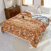 Blankets Nordic Leisure Blanket Cotton Gauze Towel Soft Blanket Sofa Towel Four Seasons Adult Bed Cover Small Flowers Sheet Boho Decor YQ230925