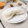 Table Napkin Set of 12 PCS 40x40cm Cotton Blended Plaid Checked Cloth Napkins Reusable Dinner Table Tea Towels For Home Events Washable 230925