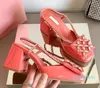 Designer Women Chunky Heel Sandals Italy Brand Vintage Fashion Diamonds Rhinestone Toe Genuine Leather Sandal Party Mary