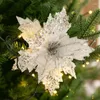 Fleurs décoratives artisanales à paillettes, ornements d'arbre de noël artificiels, décorations de joyeux pour la maison, cadeaux de l'année