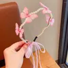 Hair Accessories Butterfly Ribbon Hairband Children Pearl Wreath Headband Party Girls Hoop Band Ornaments