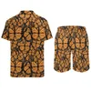 Men's Tracksuits Butterfly Print Men Sets Yellow Animal Aesthetic Casual Shirt Set Short Sleeve Shorts Summer Fitness Outdoor Suit Plus Size