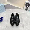 Women Soft padded nappa leather ballerinas Luxury designer Round toe triangular buckle flat sole single rhinestone shoe Size 35-42