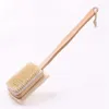 Brosses de douche corporelle en Loofah 2 en 1, poils naturels, avec manche Long en bois, brosse pour le dos, Massage corporel