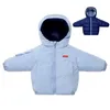 Down Coat Children Toddler Kids Winter Warm Zipper Solid Two Sided Padded Coats Baby Boys Girls Ytterkläder Huvjacka Outwear