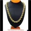 Mode 5Mm 6Mm Hip Hop corde chaîne collier 18K plaqué or chaîne collier 24 pouces pour hommes Tfpfh Hj63G265v