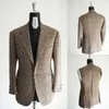 Męski płaszcz tweed wełna formalna noszenie pana młodego Praca Vintage Business Dostosuj smoking Blazer 2 sztuki kurtka i kamizelka