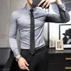 Chemises habillées pour hommes Gentleman italien sans repassage Slim Chemise de couleur vive Tendance Satin soyeux Style britannique Élégance d'affaires formelle