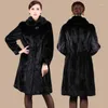 Women's Fur Long Mink Coat Fluffy Jacket Vintage Faux Artificial Elegant Luxury Jackets Winter Overcoat
