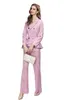 Women's Runway Jumpsuits& Rompers Notched Collar Long Sleeves Striped Asymmetric Ruffles High Street Fashion Designer Pants
