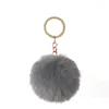 Anahtar Yüzükler 8cm Pompom Marka Çantası Anahtarlık Araba Krahin Altın Renk Zincirleri Pomponlar Sahte Sahte Sahte Tavşan Kürkleri Zincir Diy Pom Poms Balls Wom Dhnpw