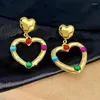 Boucles d'oreilles pendantes Vintage coloré strass amour coeur goutte pour femmes Cool Y2k esthétique à la mode luxe bijoux de mode