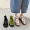 Sandales d'été à plateforme pour femmes, chaussures de styliste élégantes, confortables, fermeture éclair au dos, gladiateurs de fête, bout ouvert, 2023