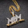 Zircon Letter MBM Iced Out Pendant Mens Necklace Jewelry Mens 14K Gold Plated Chains Diamond Bling Hip Hop Jewelry With 24inch Cub287K