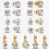 2023 Ny Silver Stud örhänge för kvinnor designer smycken mode charm med CZ hänge diy fit pandoras era Bezel lab-odlade diamantörhängen pläterade 14 k guld