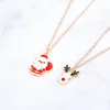 Pendant Necklaces Cute Santa Claus Christmas Elk Necklace White Beard Presents Gifts To Children