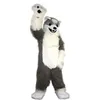 Remise Usine longue fourrure Husky Fursuit mascotte Costume déguisement anniversaire fête d'anniversaire Costume de noël carnaval