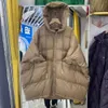 レディースダウンパーカスオフシーズンジャケットミディアムフード付き大きなゆるい韓国の肥厚された白いアヒルの冬のコート230925