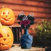 Fleurs décoratives 5 Pack Roses noires soies artificielles corne Rose Halloween choix floraux série sombre pour la décoration de la maison de fête de mariage