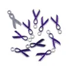 Charms 10Pcs Pendants Silk Ribbon Awareness Oil Enamel Scarf Metal Purple For Necklaces Jewelry DIY Accessories 20mm