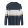 Men's Sweaters Sheep Wool Clothes Autumn & Winter Wide Striped Warm Sweater Pullover Knitwear Long Sleeve Pure Knit