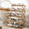Installation pliante multicouche étagère à chaussures simple ménage économique supports dortoir porte étagère de rangement armoire à chaussures en bambou T2211M