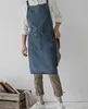 Grembiule in denim di cotone con tasche per donna, chef, cucina, giardinaggio, pittura