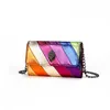 Kvinnors väska med kontrasterande färgstygn, crossbody -väska, Golden Eagle Head Bird Head Shoulder Bag, Women's Bag Rainbow Handbag 230925