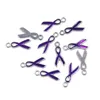 Charms 10Pcs Pendants Silk Ribbon Awareness Oil Enamel Scarf Metal Purple For Necklaces Jewelry DIY Accessories 20mm