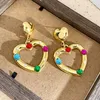 Boucles d'oreilles pendantes Vintage coloré strass amour coeur goutte pour femmes Cool Y2k esthétique à la mode luxe bijoux de mode