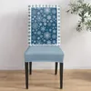 Sandalye Noel mavi kar tanesi dokusu 4/6/8pcs spandex elastik kasası için düğün El Ziyafet Yemek Odası