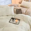 Conjuntos de cama High End Faux Rex Fur Winter Warm Duvet Cover Set com lençóis de cama colcha e fronhas engrossar calor