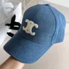 Paar Sports Designer Ball Cap Outdoor Baseball voor vrouwelijke denim blauwe zonnebrandcrème C Cap Celi Hat 8TQ0