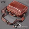 Maletines Bolso de hombre de cuero genuino para hombre, maletín pequeño para ordenador portátil, mensajero, bolsos de mano de cuero para hombre, cartera de negocios para documentos A4 230925