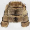 Women's Fur Faux Fur Female Jacket Fur Coat Women Artificial Raccoon Winter Warm Fluffy Short Jackets Cropped Natural Outwear Plush Coats 211220 YQ230925