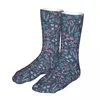 Chaussettes pour hommes Hommes Vélo Denim Textures avec motif de fleurs Coton Compression Femme Chaussette