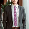 Bow Ties Big Pink Flower Tie Abstract Floral Print Design Neck Kawaii Rolig krage för vuxna bröllopsfest slipstillbehör