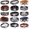 Bracelets de charme Nouveau 18MM Snap Bouton Bijoux En Cuir Marron Noir Snap Bracelet Mode À La Main Tressé Corde Chaîne Bracelet Fit Hommes et Femmes Q230925