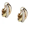DUPE -märke av högsta kvalitet 925 Sterling Silver Fashion Jewelry Diamond Plated 3 Color Stud örhängen för kvinnor