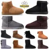 Designer Dames Winter lelijke leren laarzen Gevlochten Comfy Australië Booties Suède Schapenvacht Warme korte miniboog kaki zwart wit roze marine outdoor sneakers36-41