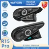 Walkie Talkie Wayxin R15 Pro Helmet Headset 8ライダーモーターサイクルインターコムユニバーサルペアリングFMラジオインターホンコミュニケーションシステム防水HKD230925