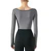 2023New Fish Bone Tangent Square Neck Yoga Outfit Top manica lunga femminile Slim Sports Shirt Fitness Gym Abbigliamento originale